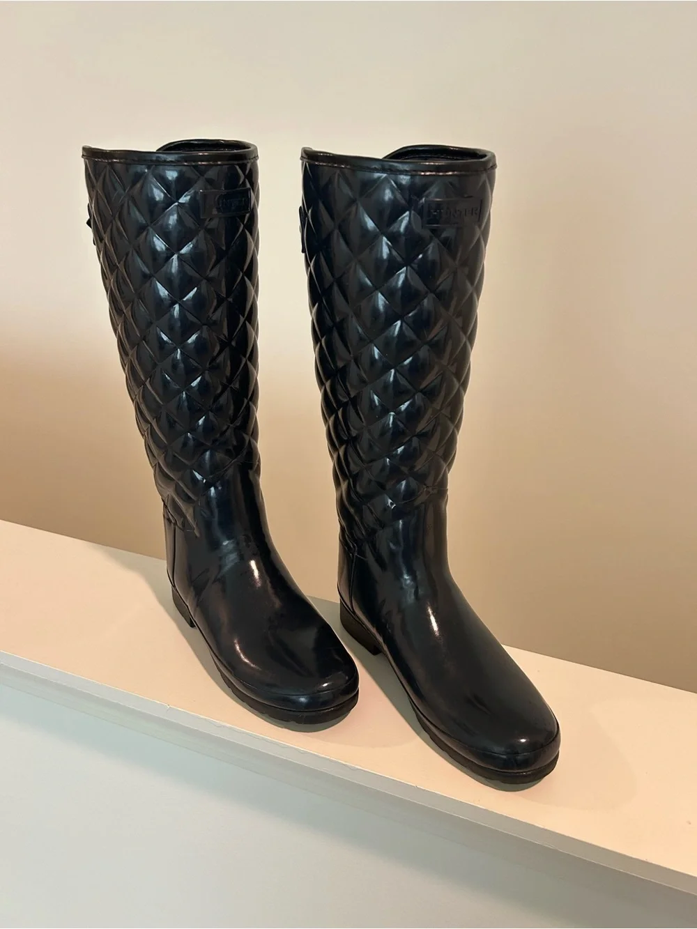 Hunter (8)  Quilted Tall Rain Boots in Black